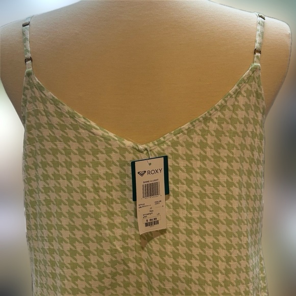 NWT Roxy Mint Houndstooth Juniors or Women Mini Camisole Dress Size L - Picture 8 of 11